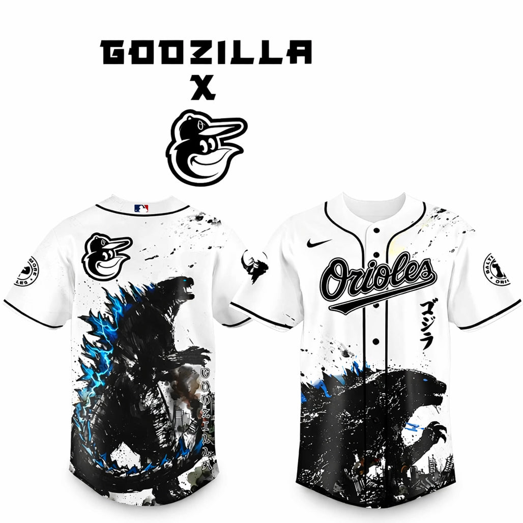 Baltimore Orioles x Godzilla Monster Baseball Jersey