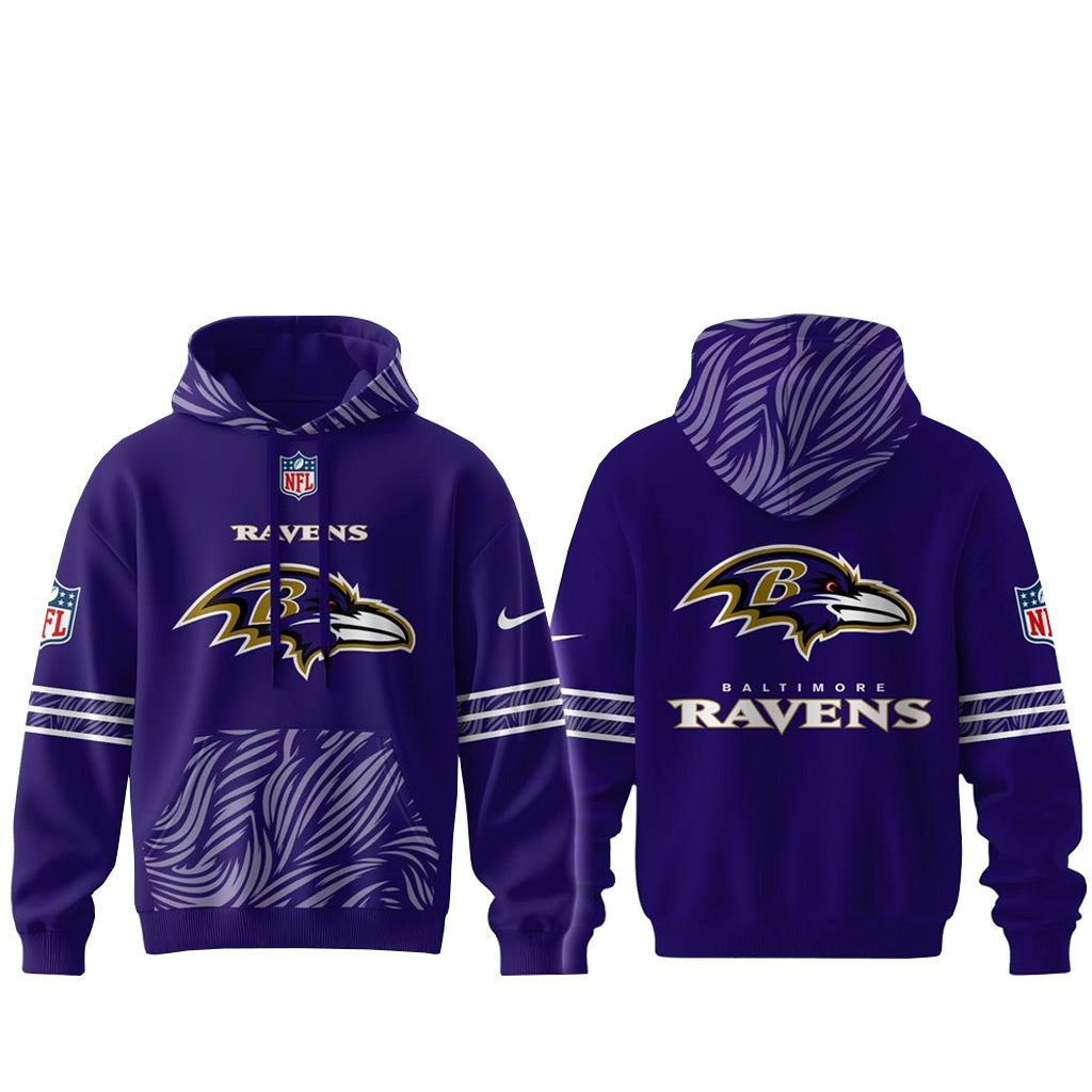 Baltimore Ravens 2026 Noise Rising Falls Purple Graphic Hoodie for Football Fans