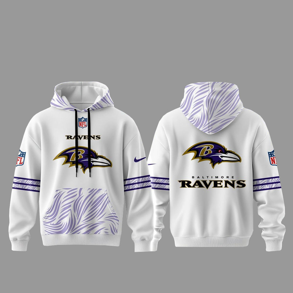 Baltimore Ravens 2026 Noise Rising Falls White Graphic Hoodie for Football Fans