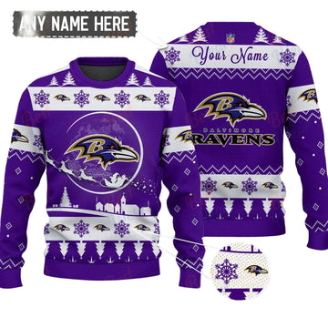 Baltimore Ravens NFL Ugly Christmas Sweater - Name Customized