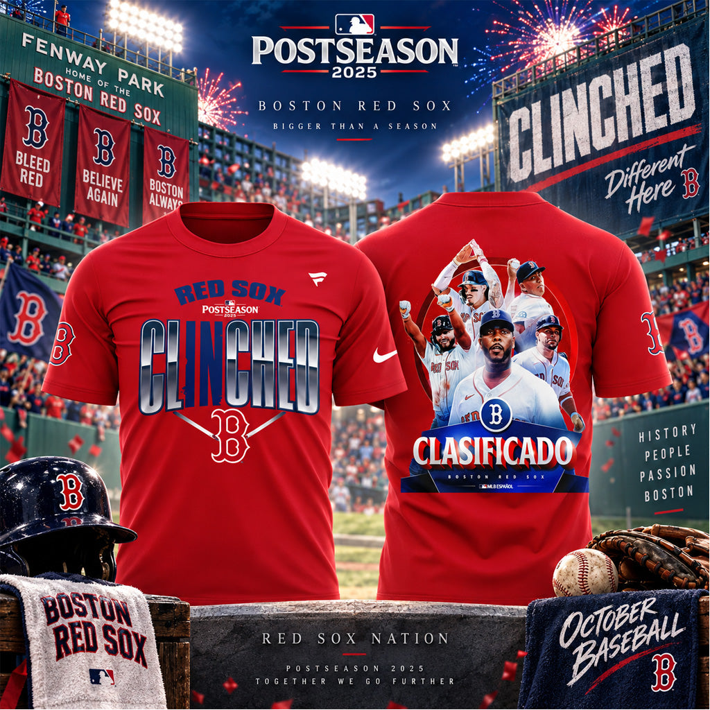 Boston Red Sox Clinched Postseason 2026 Major League Baseball Red Graphic Shirt for Baseball Fans