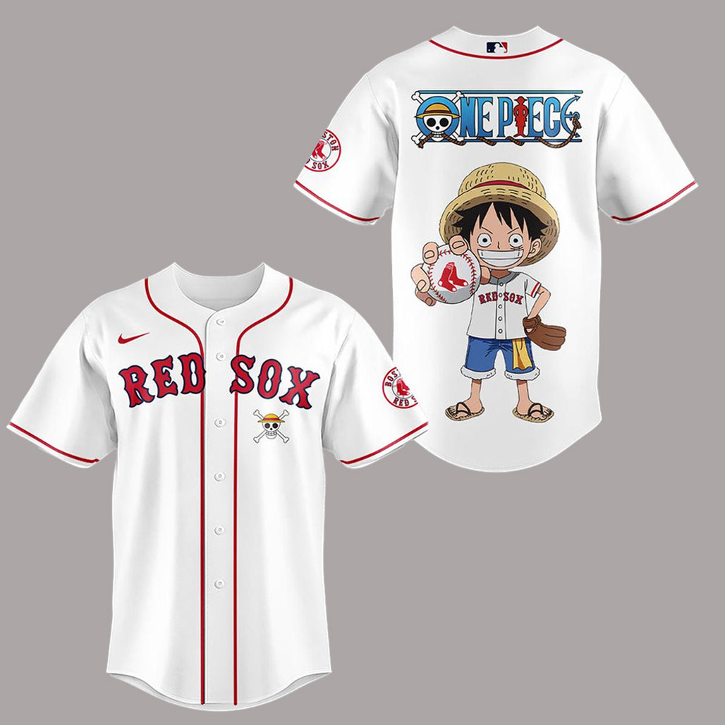 Boston Red Sox One Piece Night 2026 All White Baseball Jersey