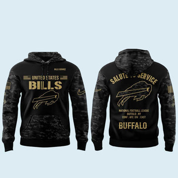 Buffalo Bills Salute To Service 2026 Black Camo Graphic Hoodie for Football Fans