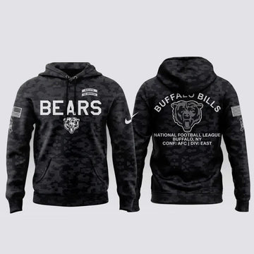 Chicago Bears Salute To Service 2026 Black Camo Graphic Hoodie for Football Fans