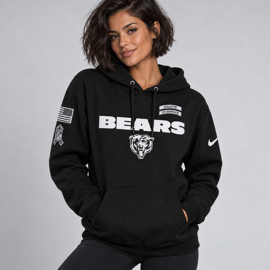 Chicago Bears Salute To Service 2026 Black Graphic Hoodie for Football Fans