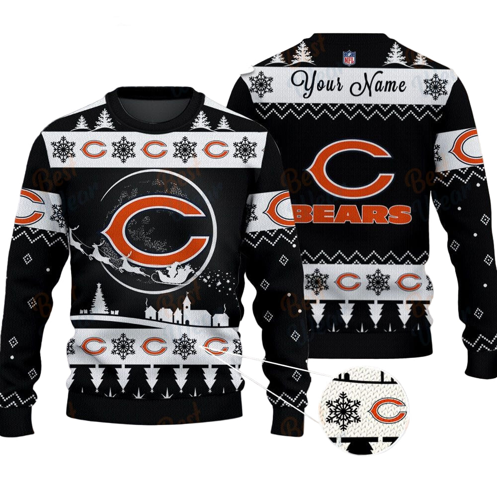 Chicago Bears NFL Ugly Christmas Sweater - Name Customized