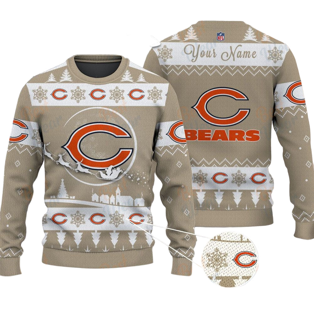 Chicago Bears NFL Ugly Christmas Sweater - Name Customized