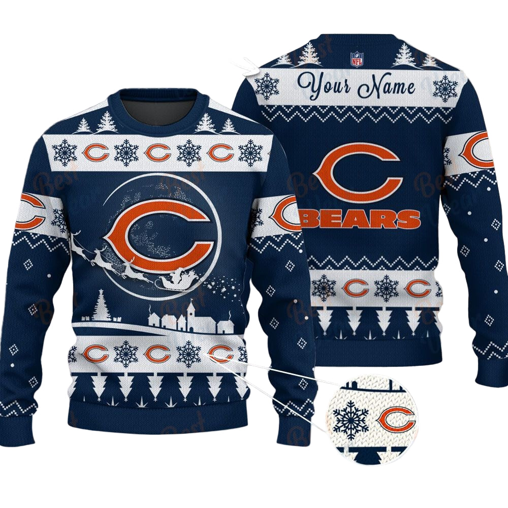Chicago Bears NFL Ugly Christmas Sweater - Name Customized