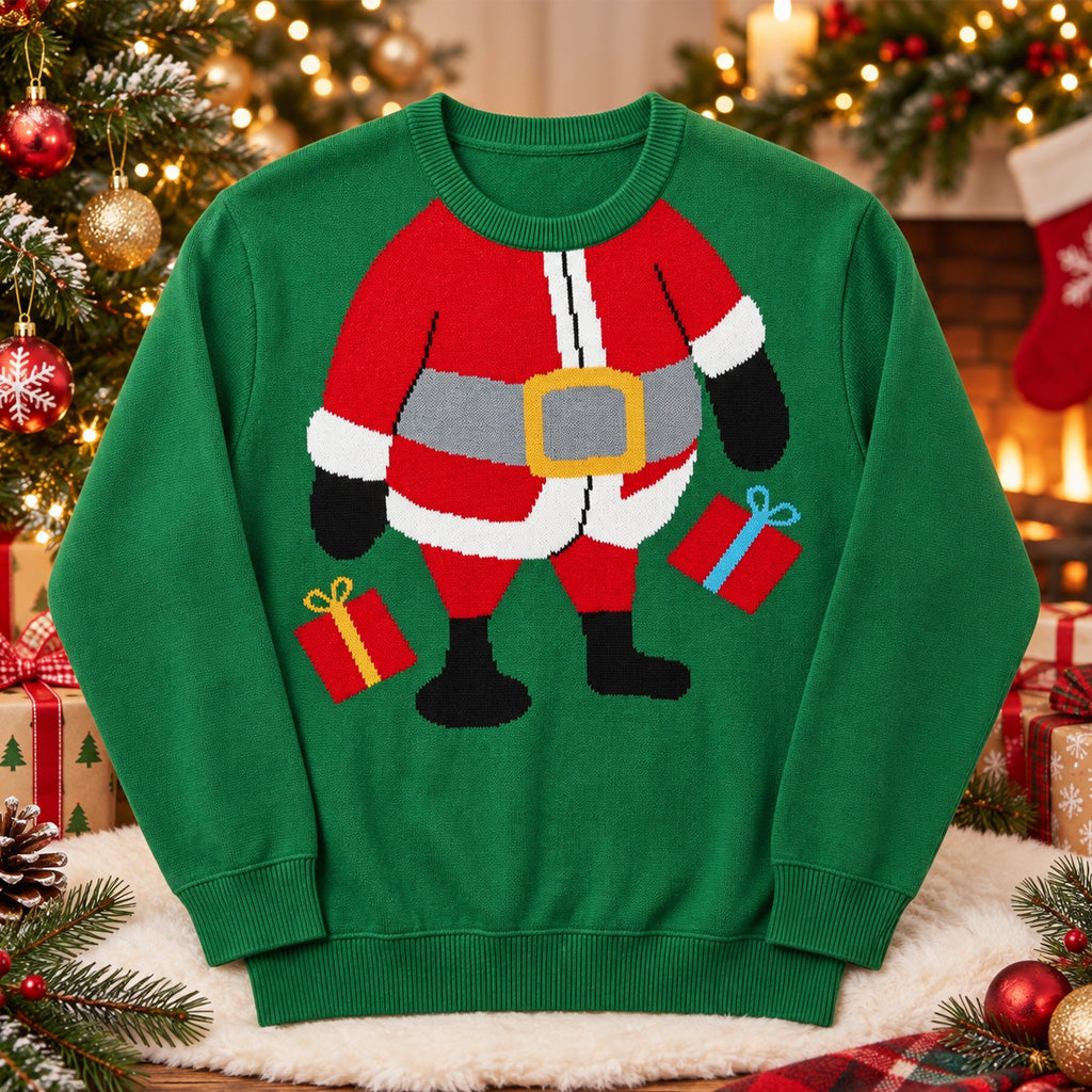 Christmas 2026 Funny Santa Green Ugly Sweater