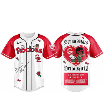 Colorado Rockies Bruno Mars x Hello Kitty 2026 The Romantic Tour Baseball Jersey