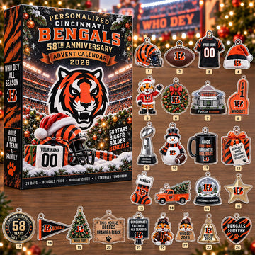 Custom Name And Number Cincinnati Bengals 58th Anniversary 2026 Advent Calendar