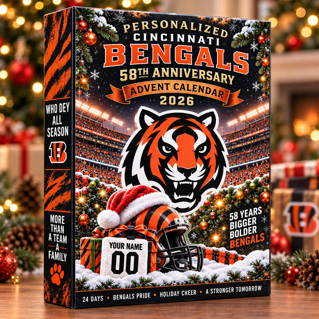 Custom Name And Number Cincinnati Bengals 58th Anniversary 2026 Advent Calendar