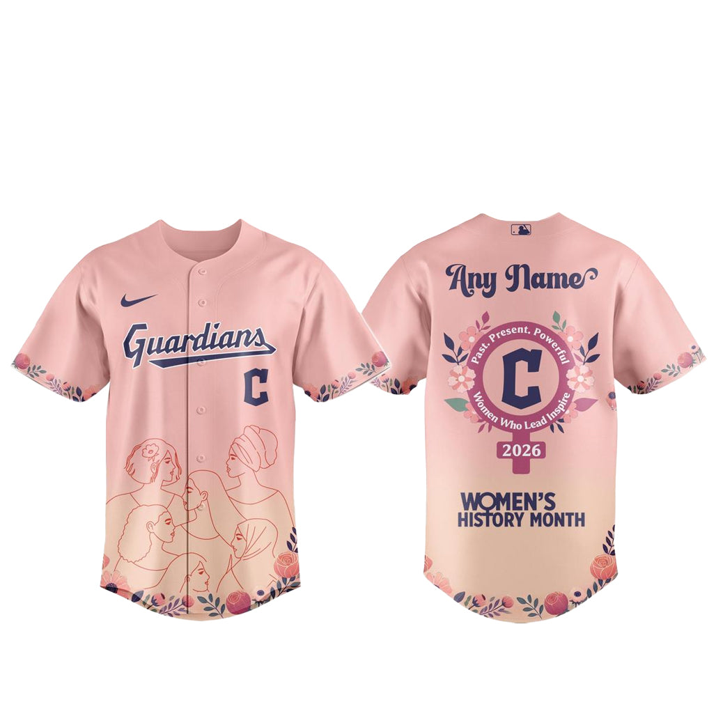 Custom Name Cleveland Guardians x Women’s History Month Baseball Jersey
