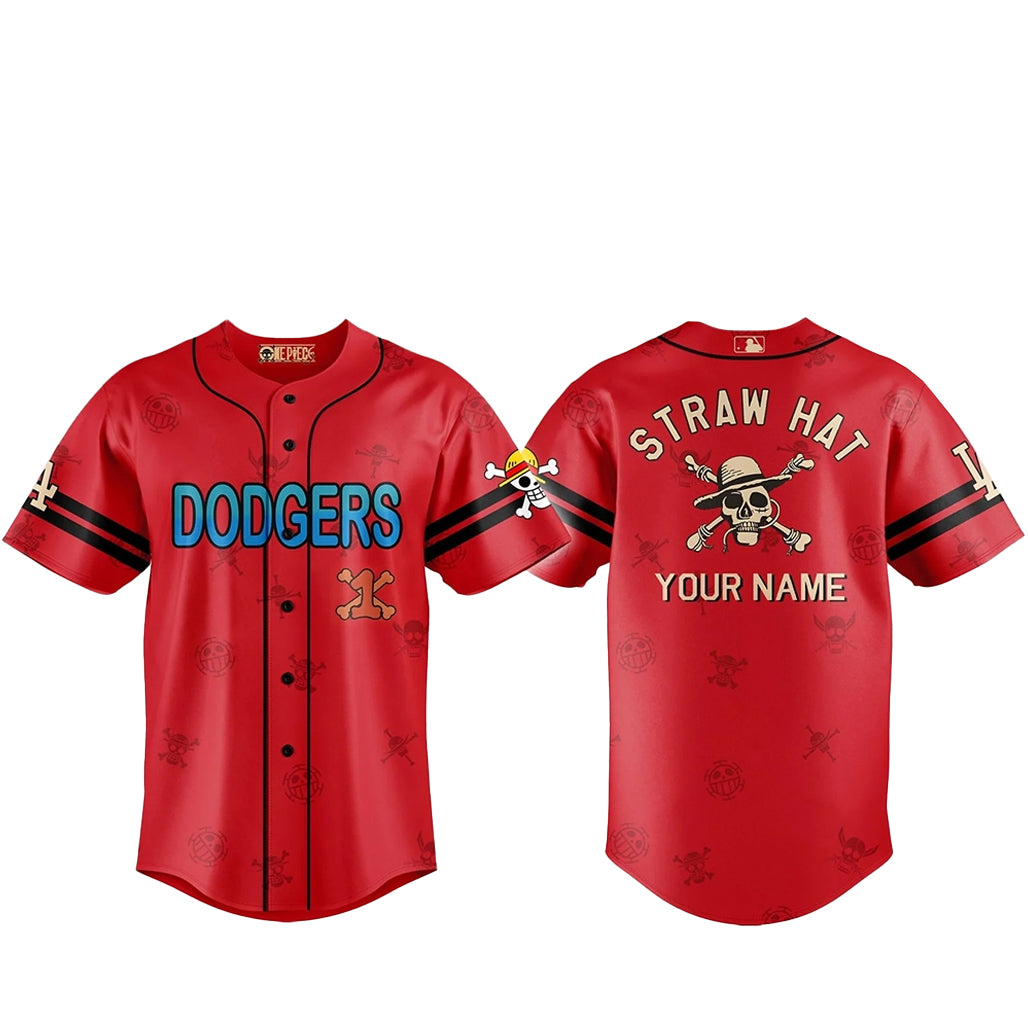 Custom Name Los Angeles Dodgers One Piece 2 Live Action Luffy Neighbours Baseball Jersey