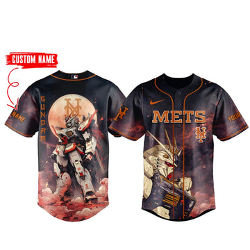 Custom Name New York Mets x Gundam Baseball Jersey