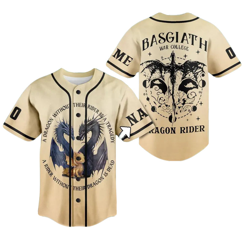 Custom Name &amp; Number Fourth Wing Dragon Rider Baseball Jersey