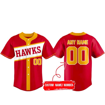 Custom Name and Nubmer Atlanta Hawks Baseball Jersey