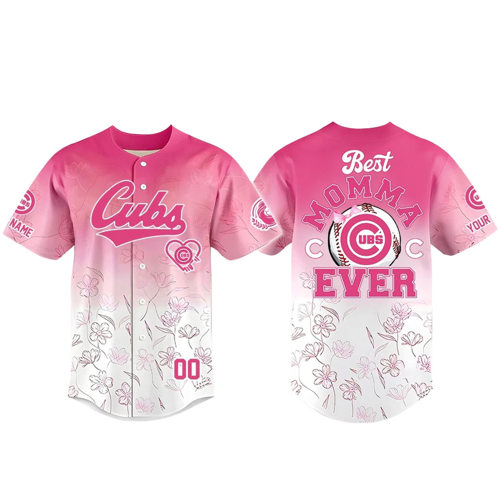 Custom Name and Number Chicago Cubs Happy Mother’s Day 2026 Pink Baseball Jersey