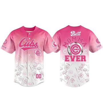 Custom Name and Number Chicago Cubs Happy Mother’s Day 2026 Pink Baseball Jersey