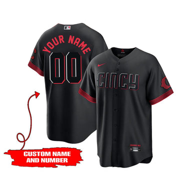 Custom Name and Number Cincinnati Reds City Connect 2026 Black Baseball Jersey