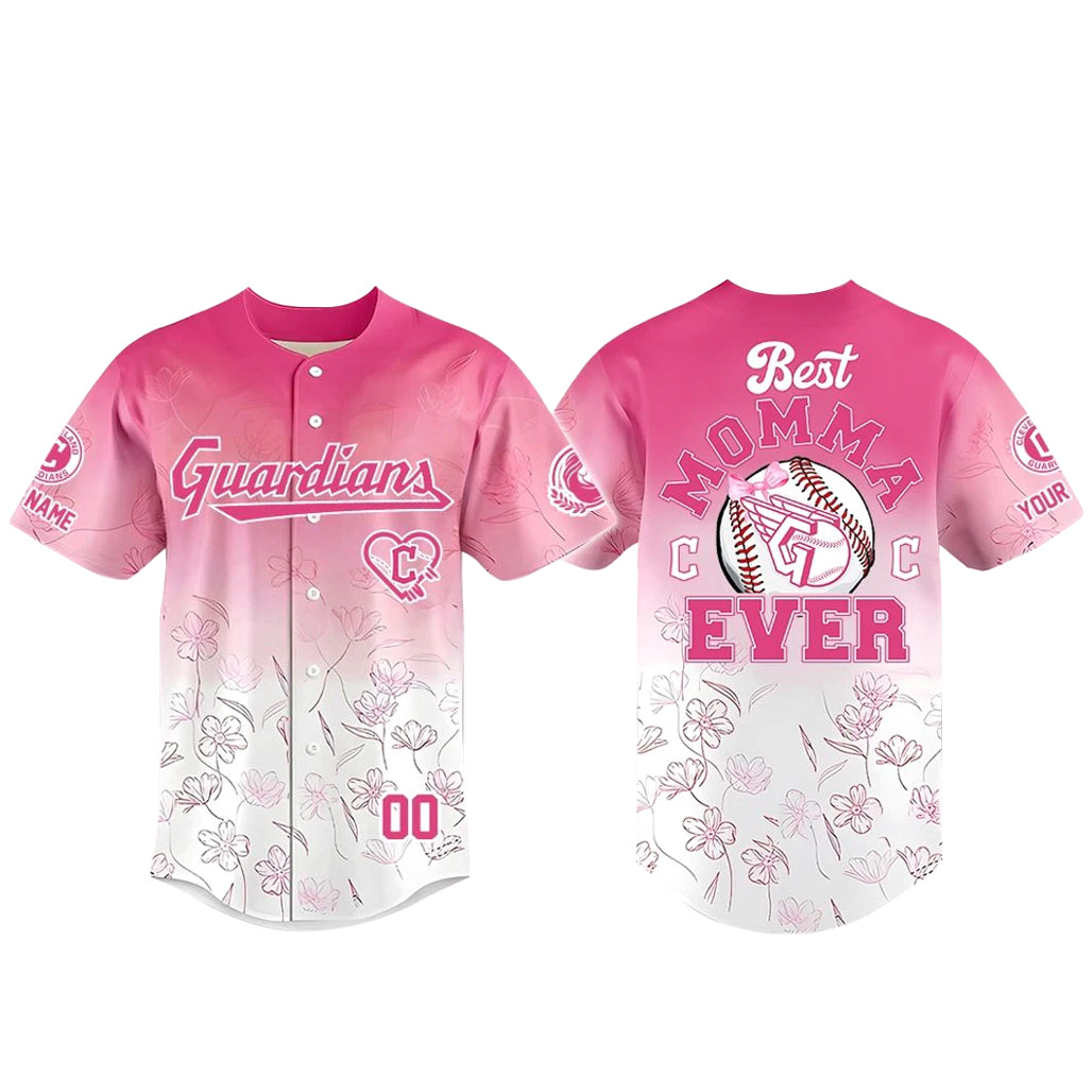 Custom Name and Number Cleveland Guardians Happy Mother’s Day 2026 Pink Baseball Jersey