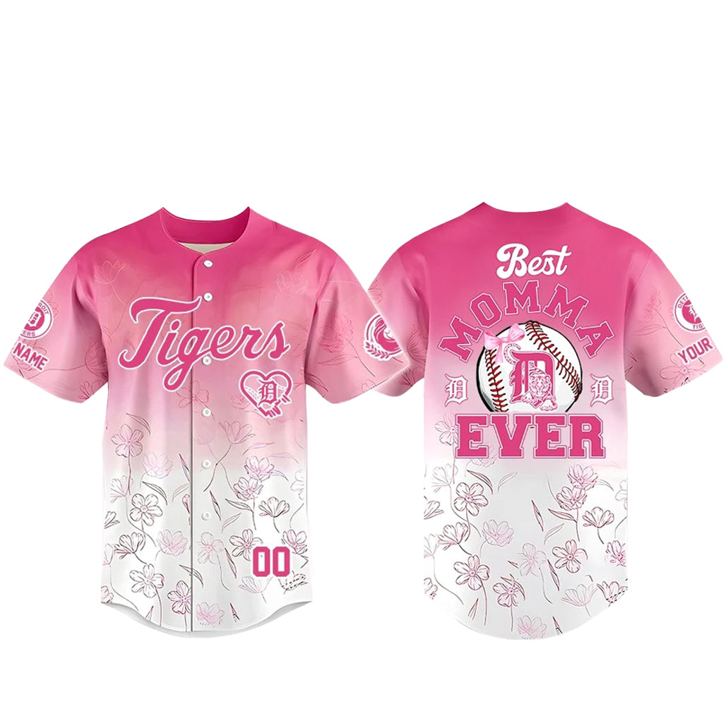 Custom Name and Number Detroit Tigers Happy Mother’s Day 2026 Baseball Jersey