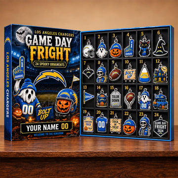 Custom Name and Number Los Angeles Chargers Game Day Fright Advent Calendar 2026 For Halloween