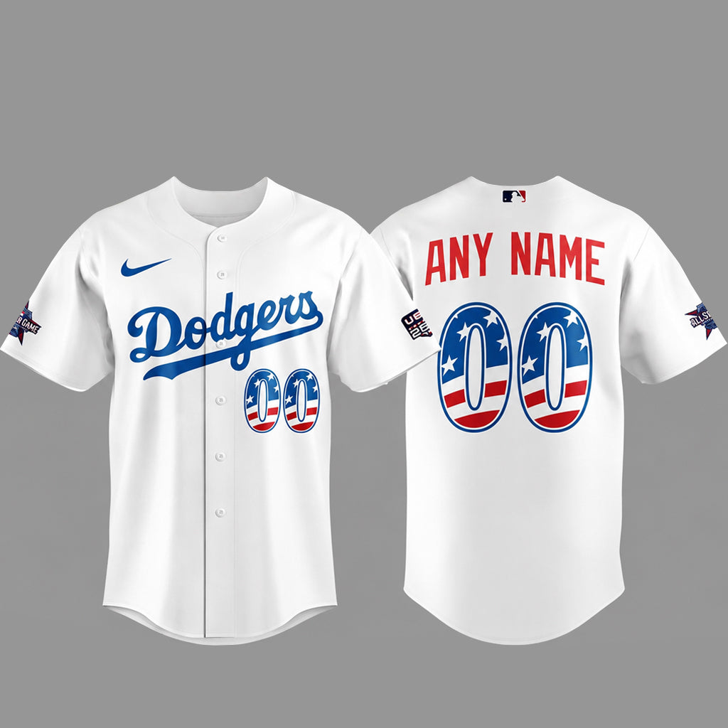 Custom Name and Number Los Angeles Dodgers All Stars x USA 250 Night 2026 Baseball Jersey for Baseball and Patriotic Fans