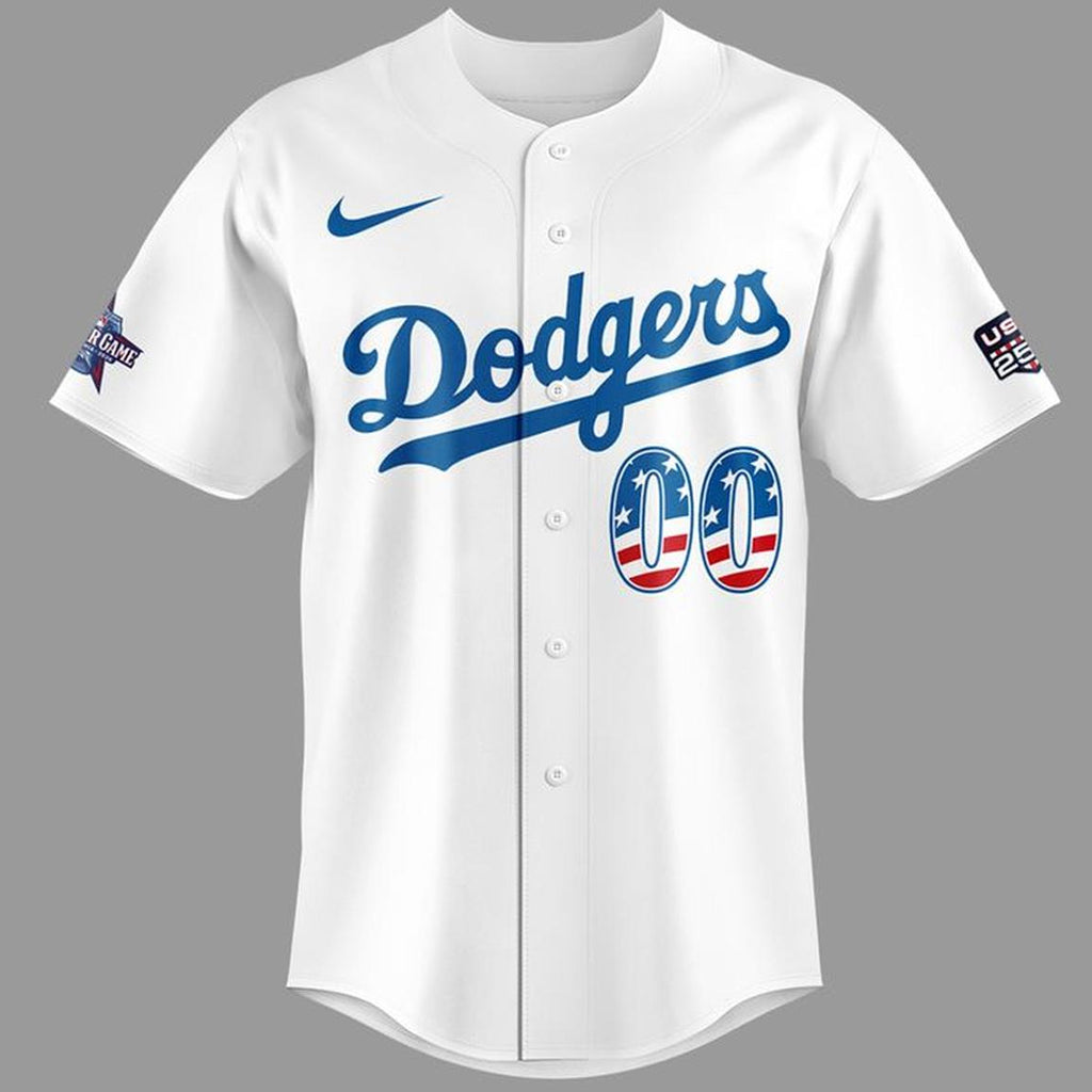 Custom Name and Number Los Angeles Dodgers All Stars x USA 250 Night 2026 Baseball Jersey for Baseball and Patriotic Fans