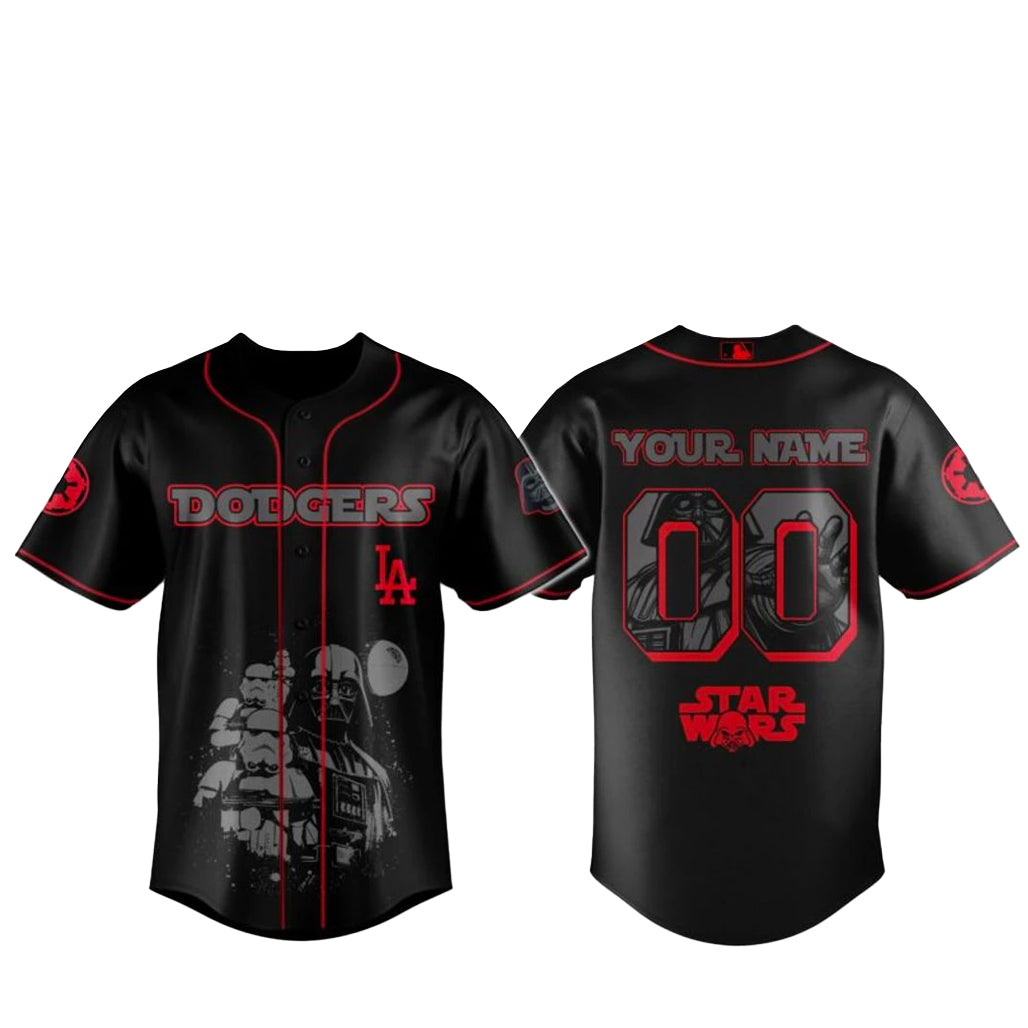 Custom Name and Number Los Angeles Dodgers x Star Wars Dark Force Baseball Jersey