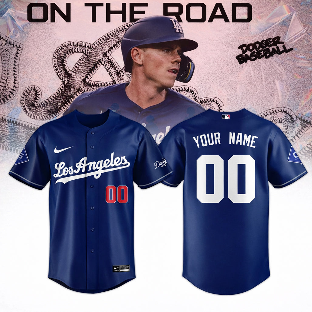Custom Name and Number Los Angeles Dodgers x Taking Our Blue On The Road 2026 Baseball Jersey