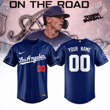 Custom Name and Number Los Angeles Dodgers x Taking Our Blue On The Road 2026 Baseball Jersey