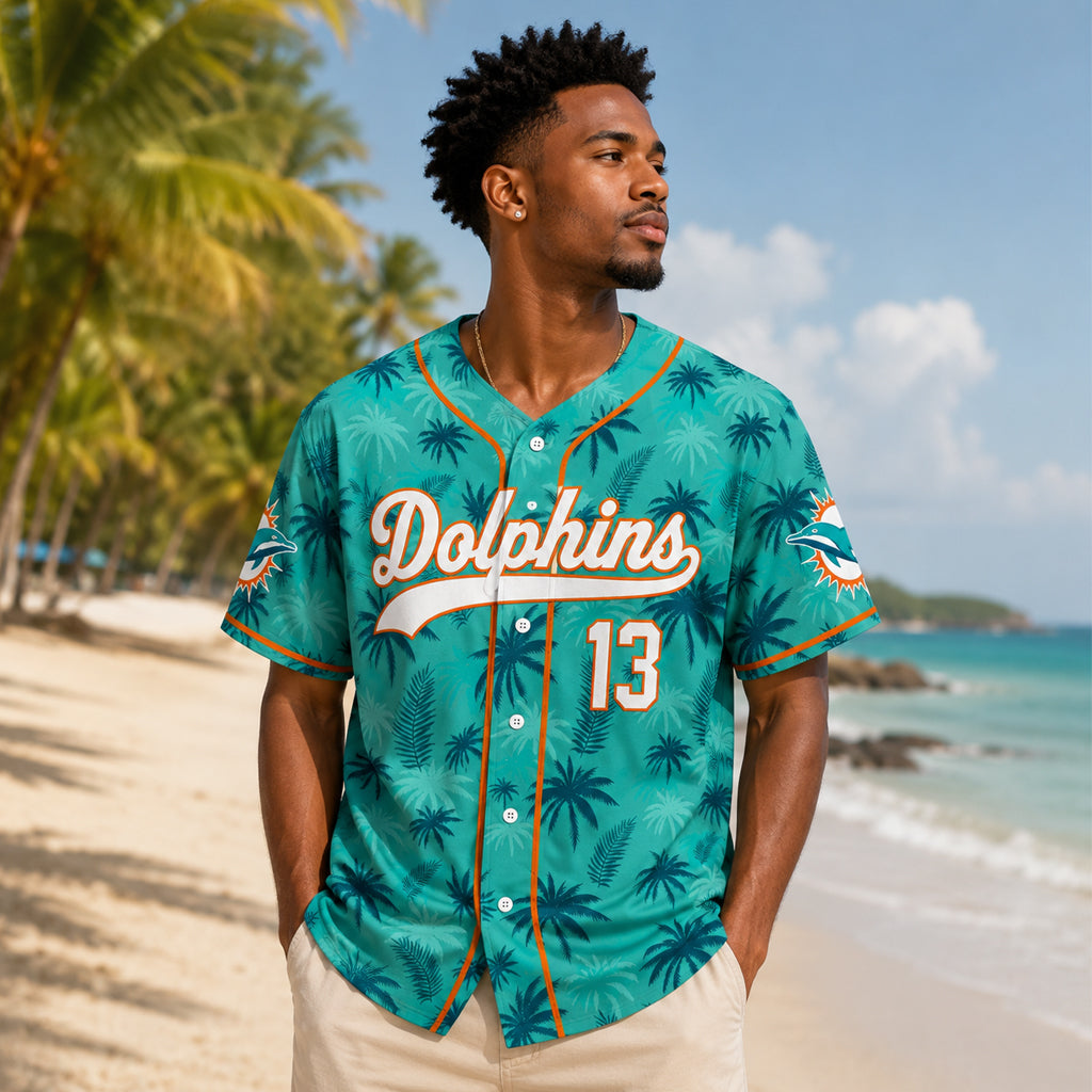Custom Name and Number Miami Dolphins Miami Vice City 2026 Baseball Jersey for Football Fans