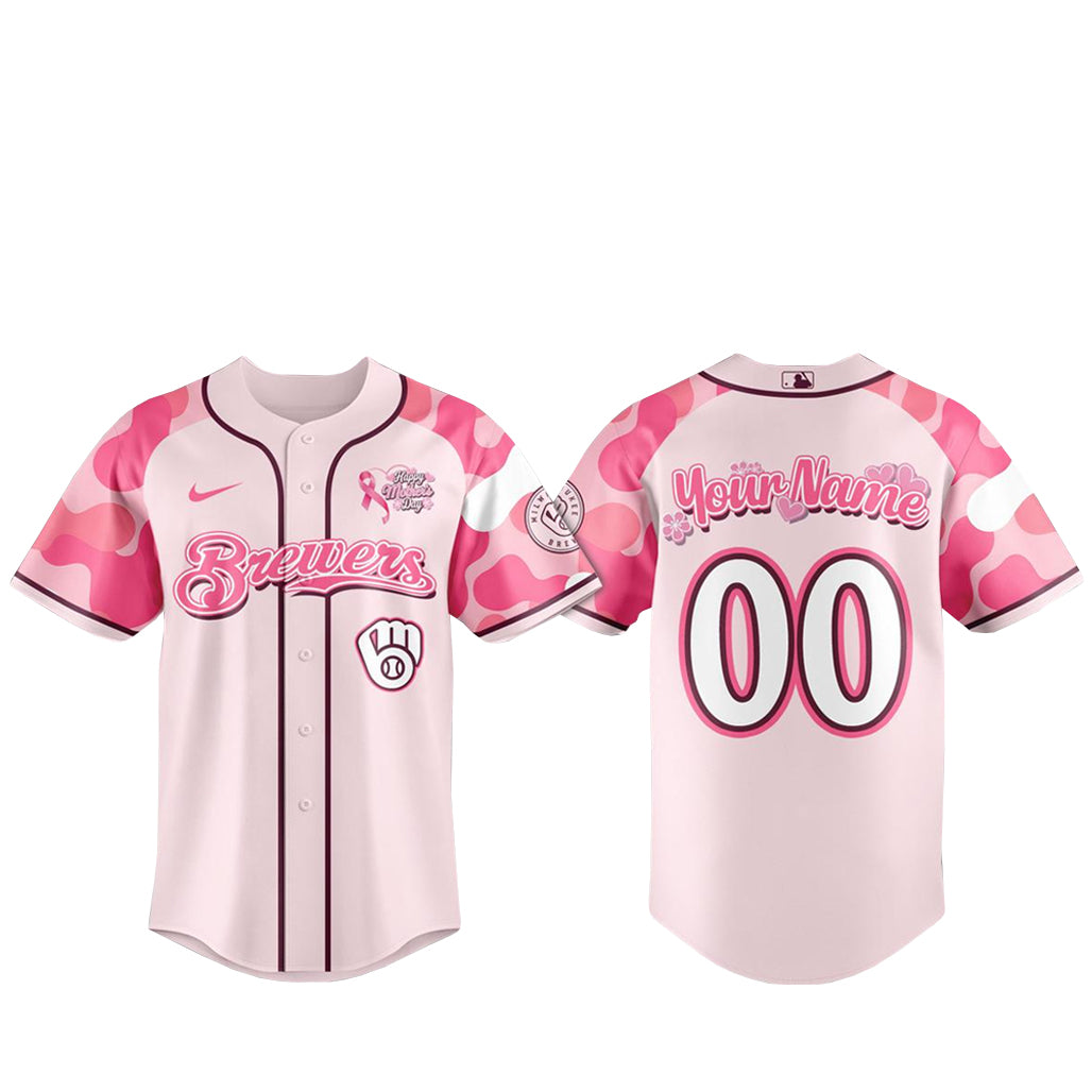 Custom Name and Number Milwaukee Brewers Mother’s Day 2026 Baseball Jersey