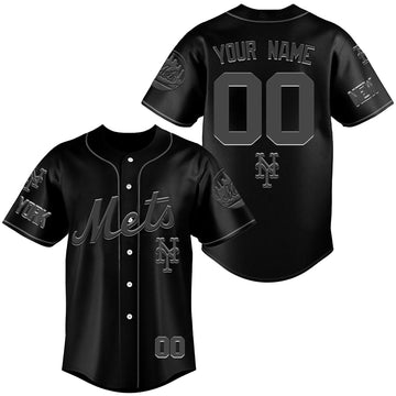 Custom Name and Number New York Mets 2026 Back To The Basics All Black Baseball Jersey