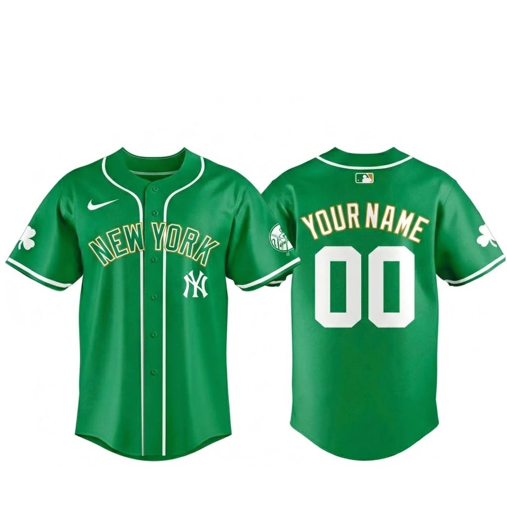 Custom Name and Number New York Yankees 2026 St Patrick Day Baseball Jersey