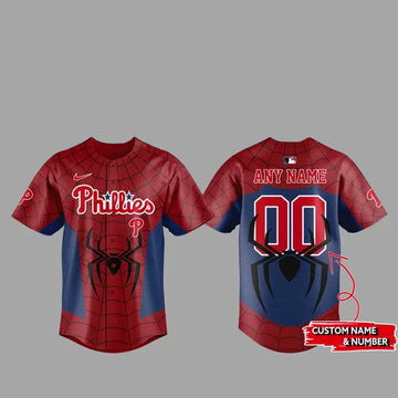 Custom Name and Number Philadelphia Phillies x Spider Man 2026 Baseball Jersey