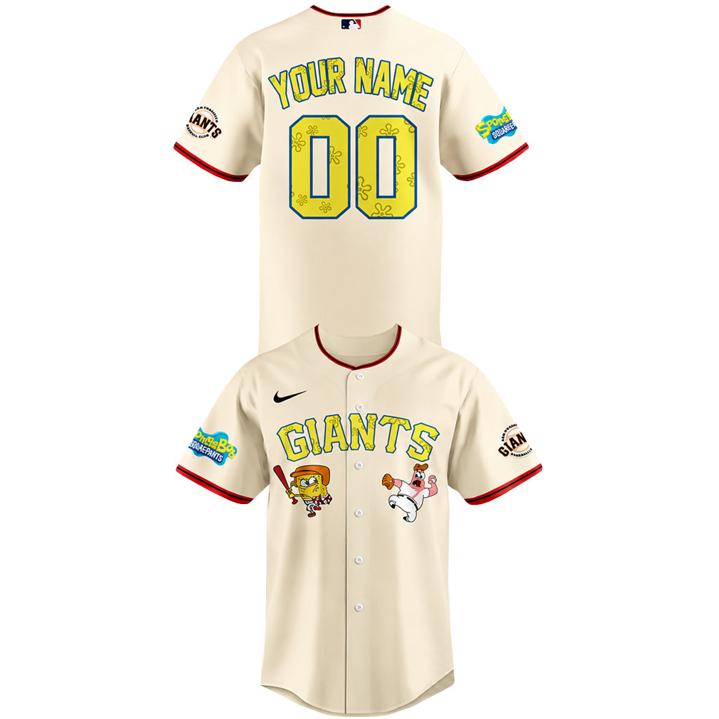 Custom Name and Number San Francisco Giants x SpongeBob SquarePants Night 2026 Baseball Jersey for Baseball and Animation Fans