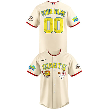Custom Name and Number San Francisco Giants x SpongeBob SquarePants Night 2026 Baseball Jersey for Baseball and Animation Fans
