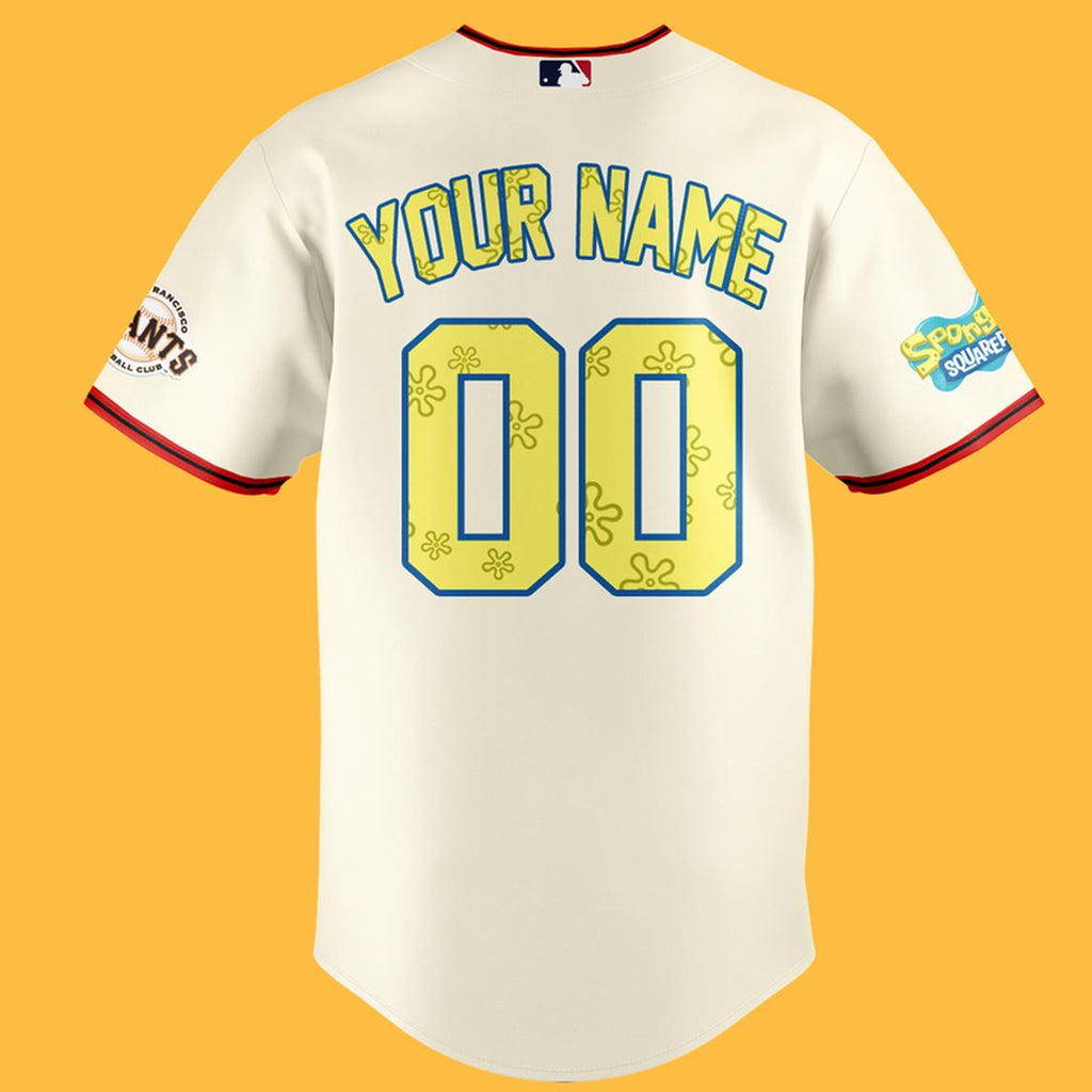 Custom Name and Number San Francisco Giants x SpongeBob SquarePants Night 2026 Baseball Jersey for Baseball and Animation Fans