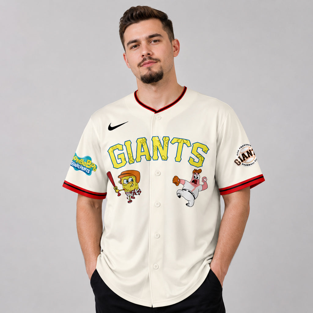 Custom Name and Number San Francisco Giants x SpongeBob SquarePants Night 2026 Baseball Jersey for Baseball and Animation Fans