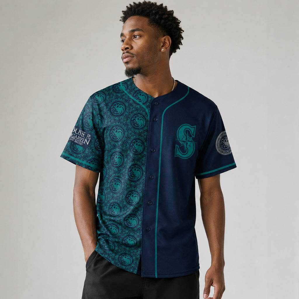 Custom Name and Number Seattle Mariners x House of the Dragon Night 2026 Baseball Jersey for Baseball and Fantasy Series Fans