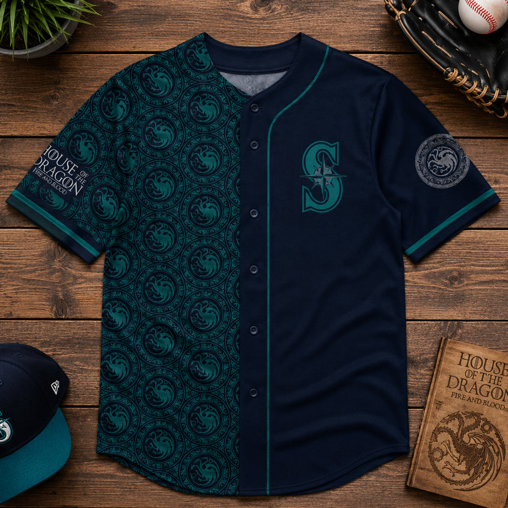 Custom Name and Number Seattle Mariners x House of the Dragon Night 2026 Baseball Jersey for Baseball and Fantasy Series Fans