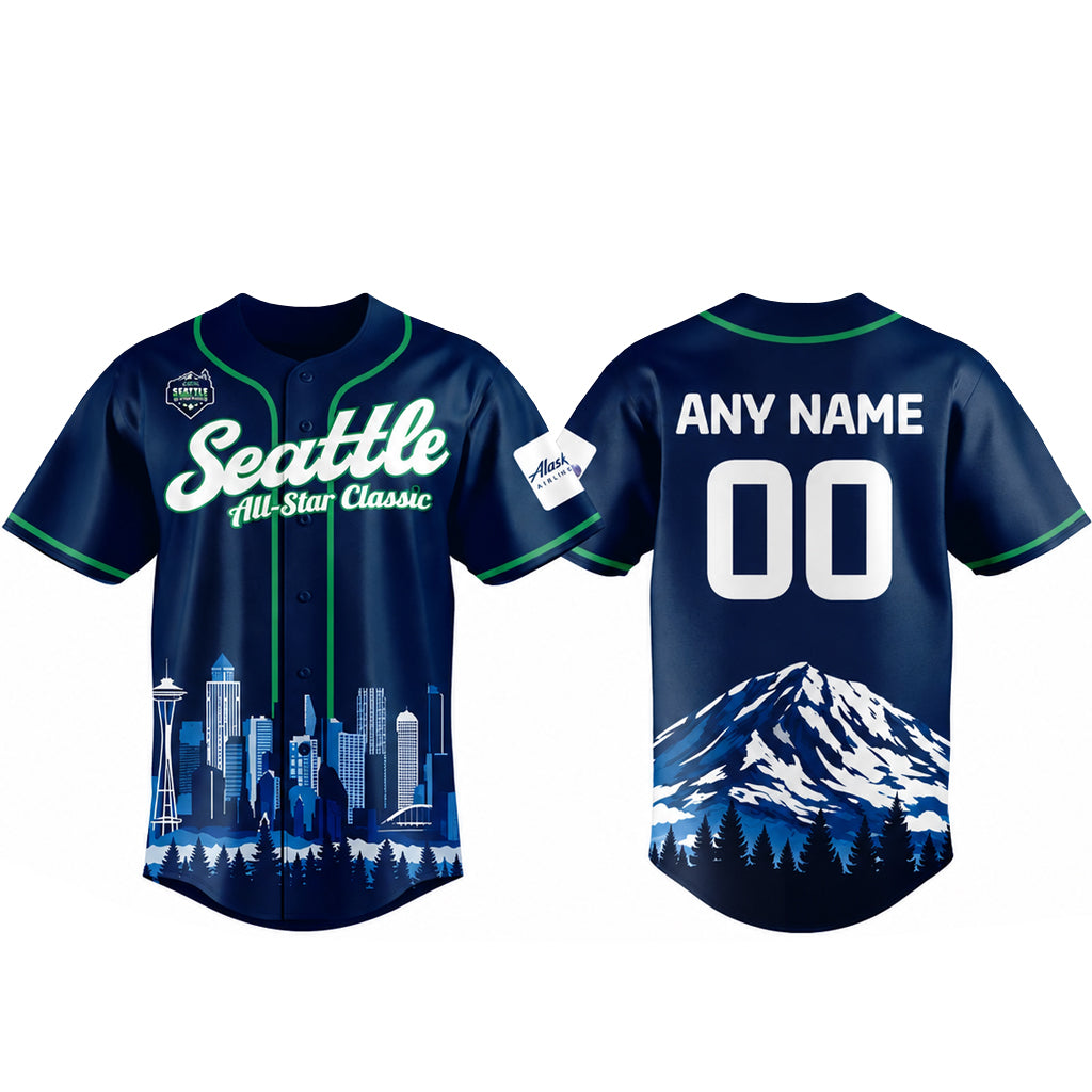 Custom Name and Number Seattle Seahawks x All Star Classic 2026 Navy Baseball Jersey for Football Fans
