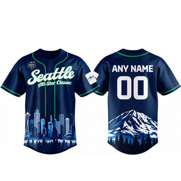 Custom Name and Number Seattle Seahawks x All Star Classic 2026 Navy Baseball Jersey for Football Fans