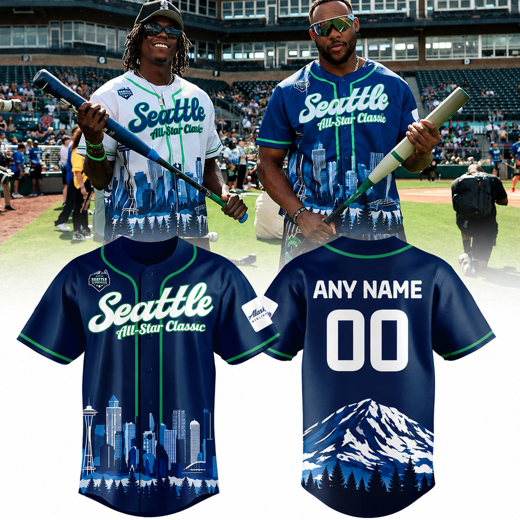 Custom Name and Number Seattle Seahawks x All Star Classic 2026 Navy Baseball Jersey for Football Fans