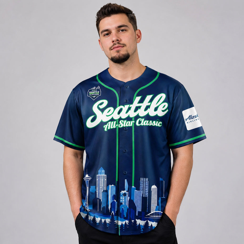 Custom Name and Number Seattle Seahawks x All Star Classic 2026 Navy Baseball Jersey for Football Fans