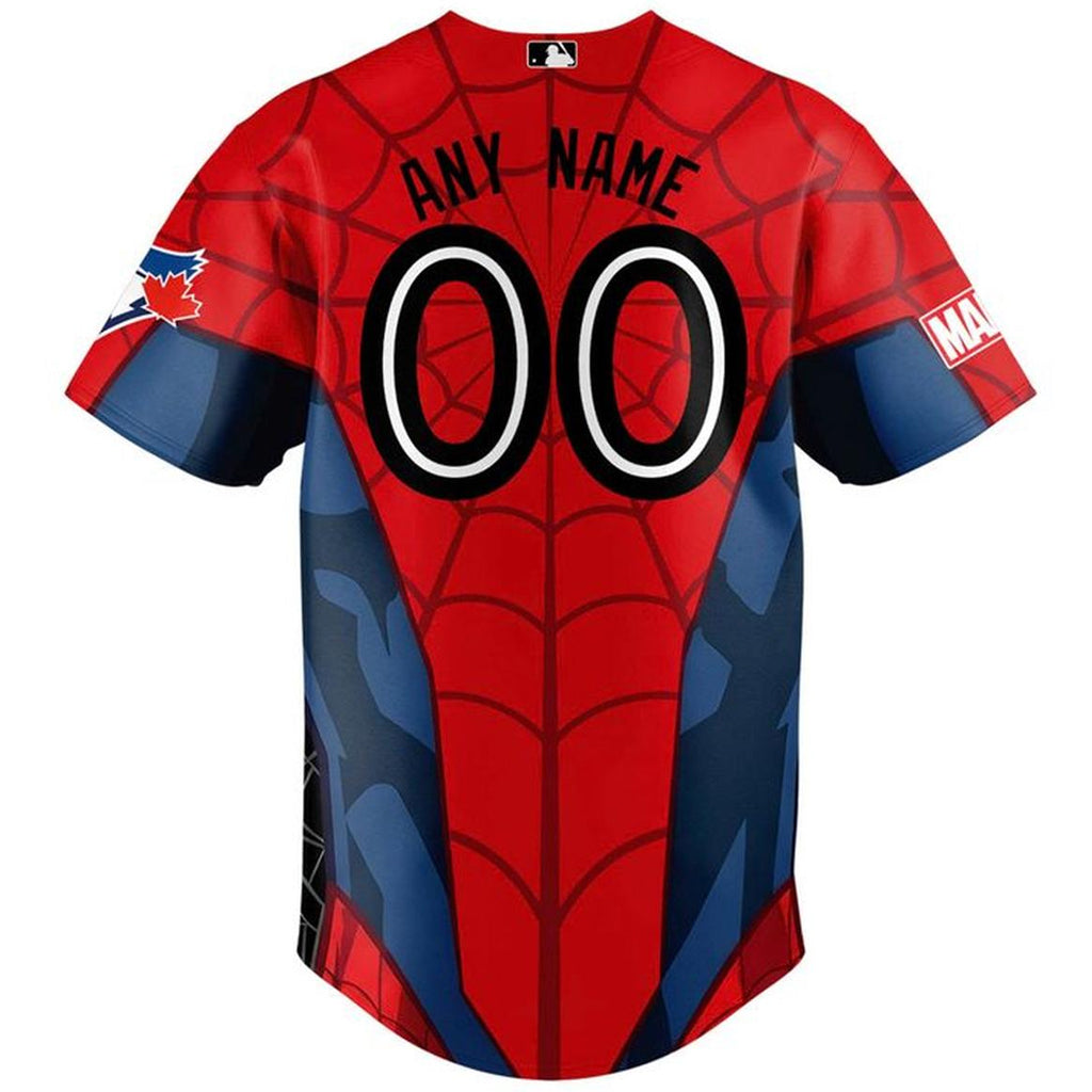 Custom Name and Number Toronto Blue Jays x Spider-Man Night 2026 Baseball Jersey for Baseball and Spider-Man Fans