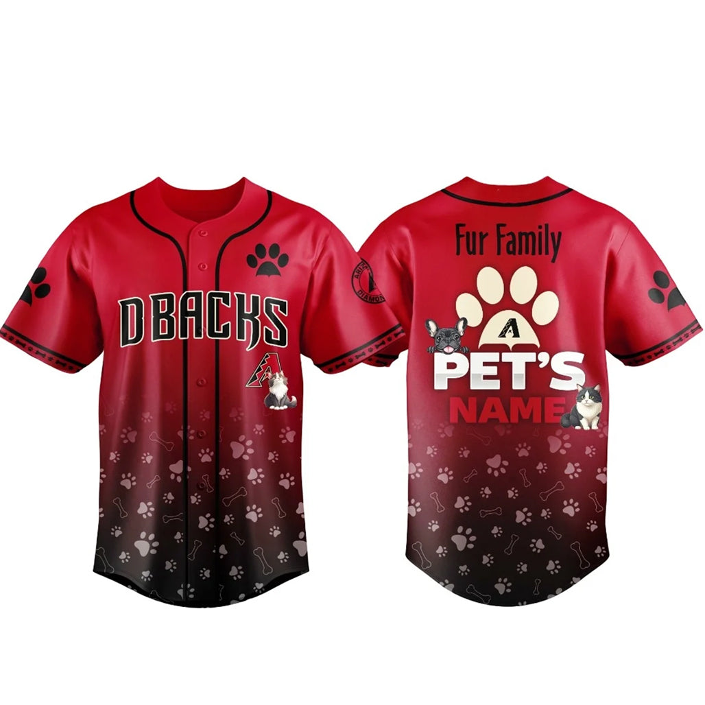 Custom Pet's Name Arizona Diamondbacks Fur Family Pet Game Night 2026 Baseball Jersey