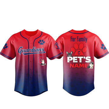 Custom Pet's Name Cleveland Guardians Fur Family Pet Game Night 2026 Baseball Jersey